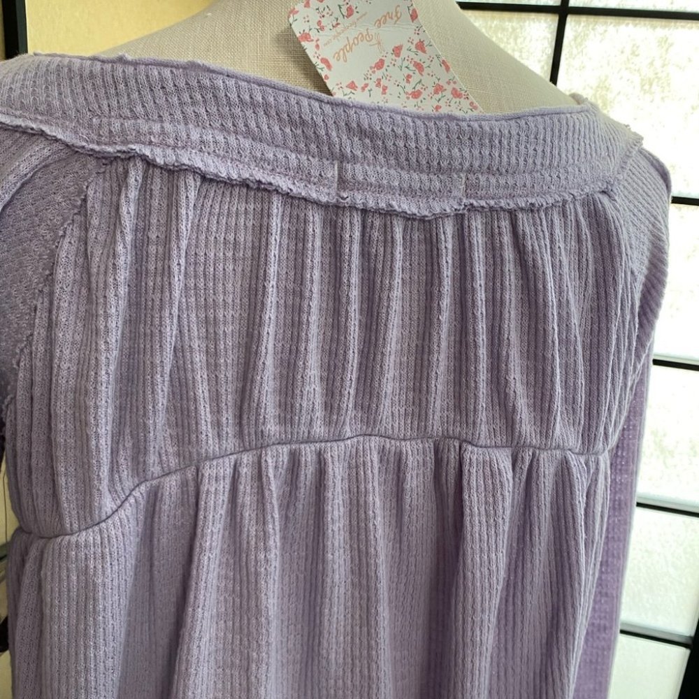 NWT Free People Waffle Knit Henley - Picture 3 of 6